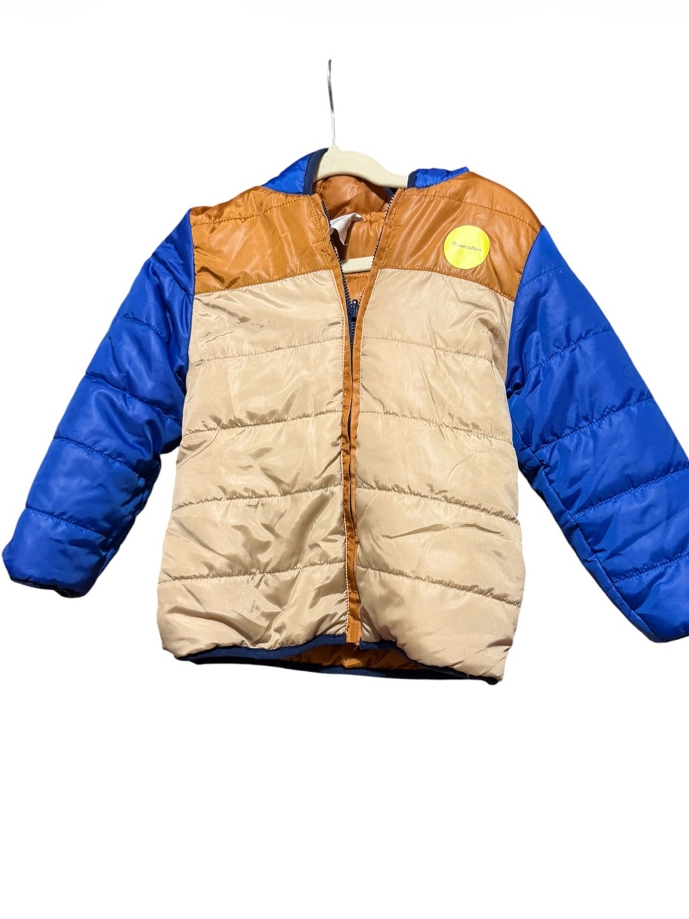 Epic Threads Kids Colorblock Puffer Jacket - Blue, Tan & Brown NWT Size 4T